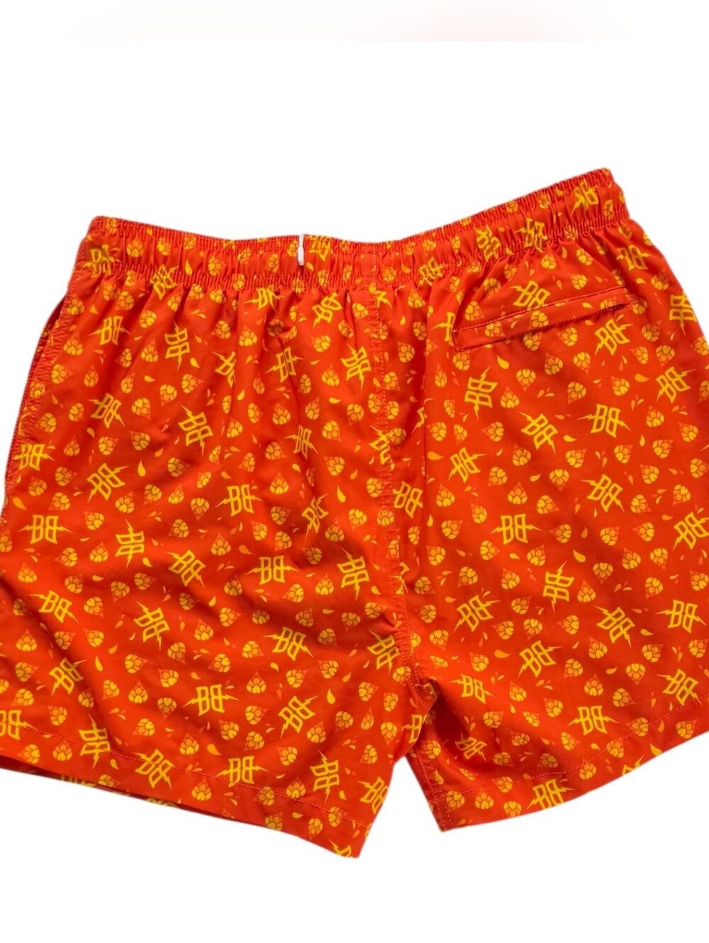 Shinesty Men's Orange Swim Trunks with Yellow Pattern - Picture 2 of 6